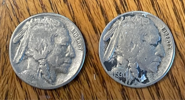 1929 S & 1930 S Partial Horn Indian Head Buffalo Nickel 