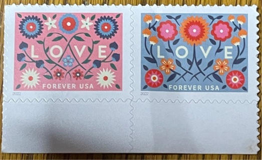 2 LOVE Forever Stamps Free Shipping 