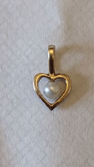 10k Real Yellow Gold Pearl Pendant Genuine