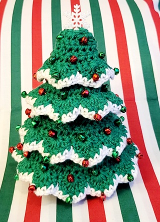 CROCHET Stackable CHRISTMAS TREE 8" Tall 6" Diam.So Stinking CUTE!