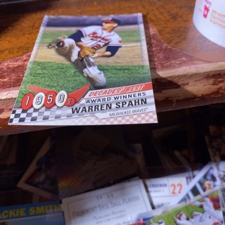 2020 topps 1950’s decade’s best award winners Warren Spahn baseball card 