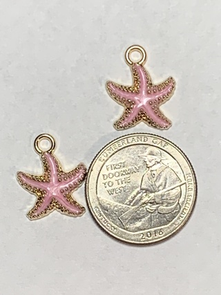 STARFISH CHARMS~#1~PINK~SET OF 2 CHARMS~FREE SHIPPING!