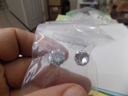 Large clear faceted rhinestone post earrings