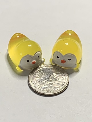 PENGUINS~#4~YELLOW~SET OF 2~GLOW IN THE DARK~FREE SHIPPING!