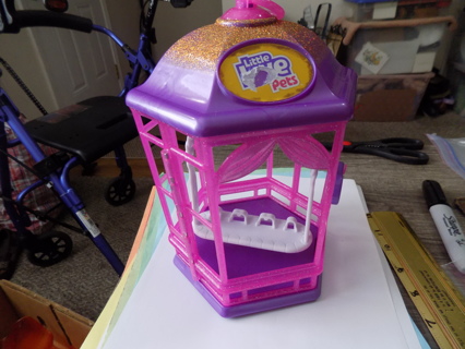 Little Love Pets bird cage and swing 10 inch purple and pink