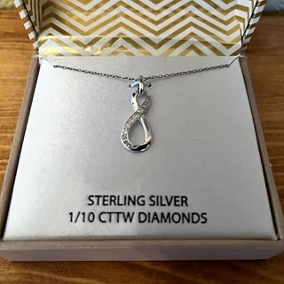 Sterling Silver 1/10 CTTW Diamonds Infinity Pendant Necklace - New In Box