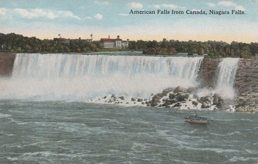 Vintage Unused Postcard: Pre Linen: American Falls from Canada