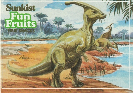 1987 Sunkist Fun Fruits DinoFacts #A6 Parasaurolophus