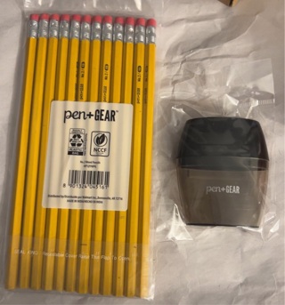 New: Pkg of 12 No2 Pencils And One Manual Pencil Sharpener . One of Many Back-To-School Auctions