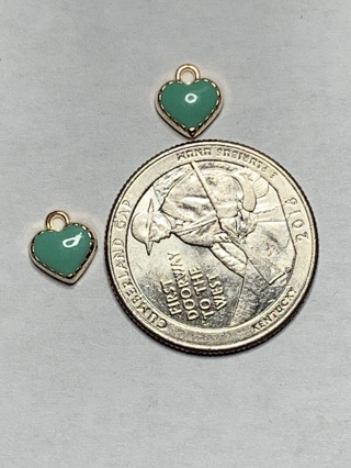 ♥♥MINI COLORED HEART CHARMS~#1~LIGHT GREEN~FREE SHIPPING♥♥