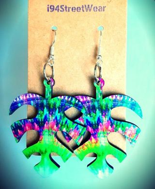 Tie Dye Palm Leaf Earrings B-3