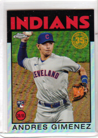 Andres Gimenez, 2021 Topps Chrome ROOKIE Card #86BC-24, Cleveland Indians, (L5