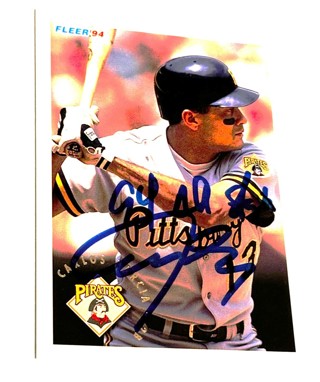 Autographed 1994 Fleer 609 Carlos Garcia Pittsburgh Pirates /With  1994 All Star Inscription 