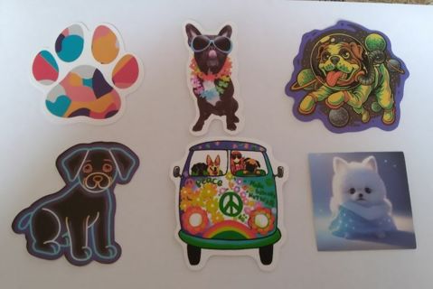 6- "DOGS ON THE GO" STICKERS