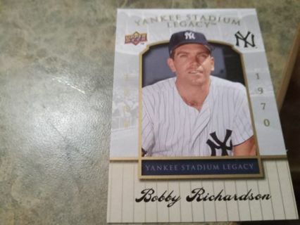 2008 UPPER DECK LEGACY NEW YORK YANKEES STADIUM CERTIFIED BOBBY RICHARDSON BASEBALL CARD# 41