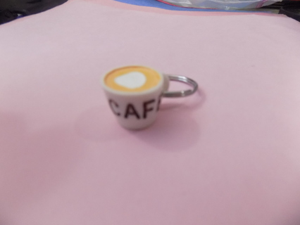 Cup of cafe coffee keyring 1/2 inch round