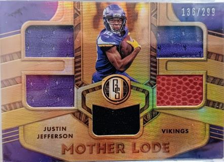 2021 GOLD STANDARD JUSTIN JEFFERSON MOTHER LOAD AUTHENTIC MEMORABILLIA # ML-JUJ VIKINGS 136/299