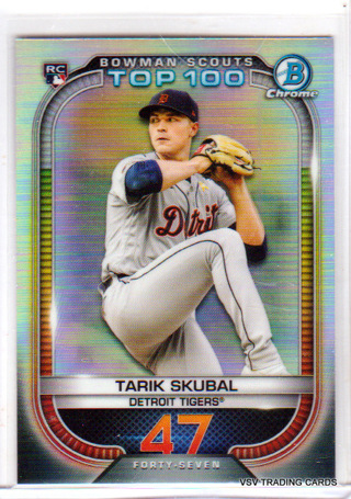 Tirik Skubal, 2021 Bowman Chrome Top 100 ROOKIE Card #47, Detroit Tigers,  (EL4)