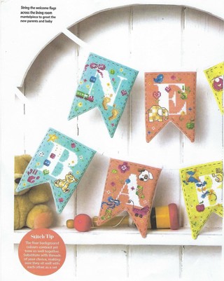 "CUTE BABY BUNTING BANNER" COUNTED CROSS STITCH~FREE SHIP