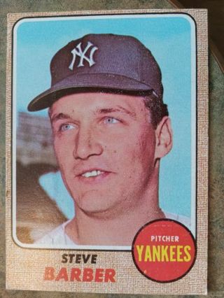 1968 TOPPS STEVE BARBER NEW YORK YANKEES BASEBALL CARD# 316