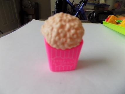 1 1/2 inch tall box of popcorn miniature food in pink box