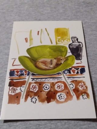 Greeting Card - Dog in Green Chair