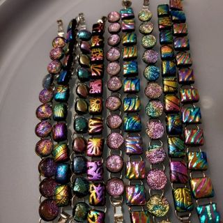 9 dichroic glass bracelets