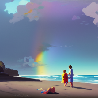 Listia Digital Collectible: Rainbow with family at beach