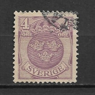 1910 Sweden Sc69 4o Arms used with crown watermark