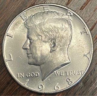 1968 D Silver Kennedy Half Dollar 40% Silver About Uncirculated 