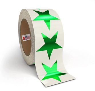 ↗️⭕(5) 1.5" METALLIC GREEN FOIL STAR stickers BNWOT.