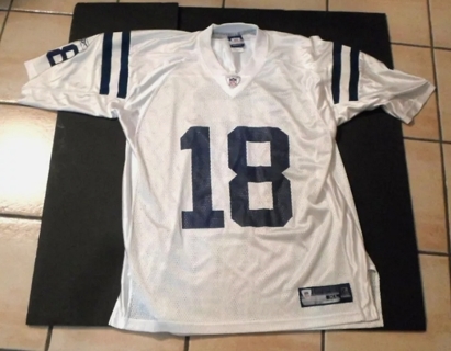 Peyton Manning #18 Indianapolis Colts White On Field NFL Reebok Jersey MENS XL