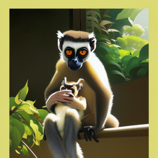 Listia Digital Collectible: Peek a Boo Lemur monkey with its baby in the trees