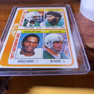 1978 topps 1977 New York jets team ldrs checklist football card 