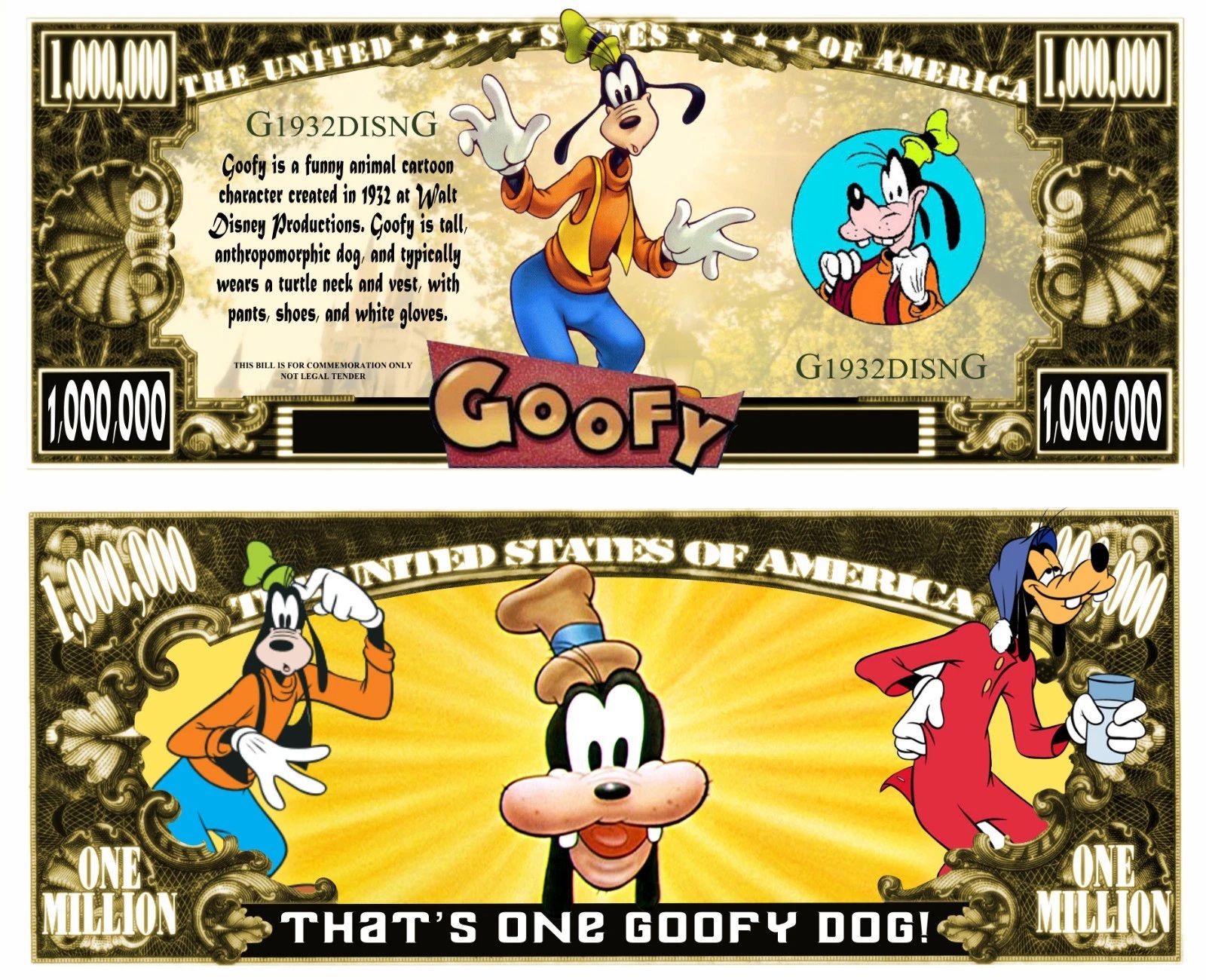 Free: Goofy Million Dollar Bill Play Funny Money Novelty Notes