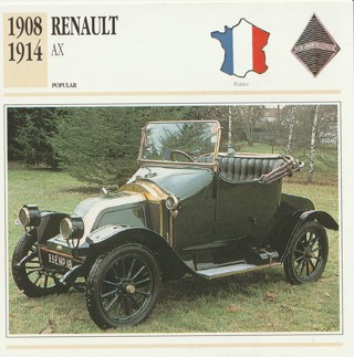 Classic Cars 6 x 6 inches Leaflet: 1908-1914 Renault AX