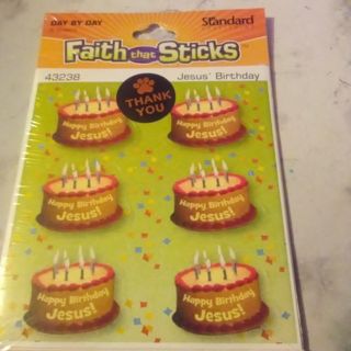 6- Sheets of Happy Birthday Jesus Stickers