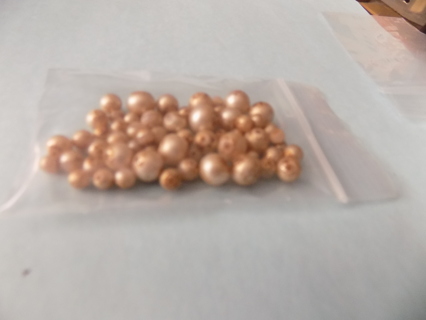 baggie of Vintage peach color pearl beads for crafts