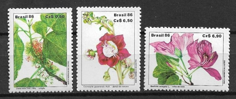 1986 Brazil Sc2083-5 Flowering Plants complete set of 3 MNH