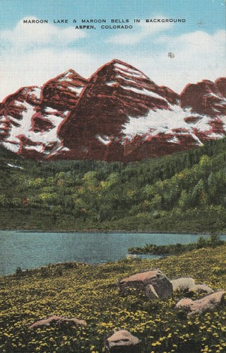 Vintage Unused Postcard: Linen: (gin): Colorado: Maroon Lake, Aspen