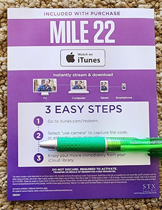 Mile 22 ***iTunes Digital Code