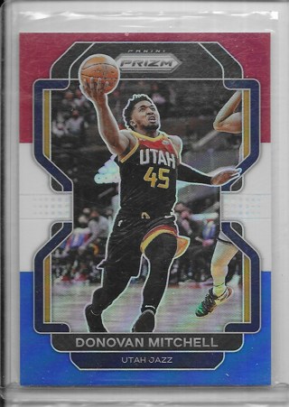 Donovan Mitchell 2021-22 Prizm Prizms Red White & Blue #72