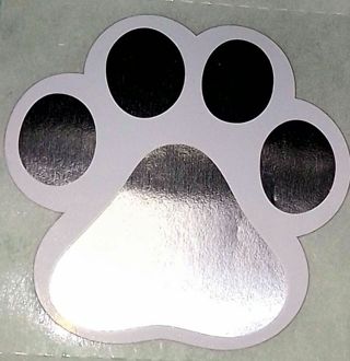 ↗️⭕(2) 1.5" PAWS SILVER FOIL/MIRROR STICKERS!!⭕