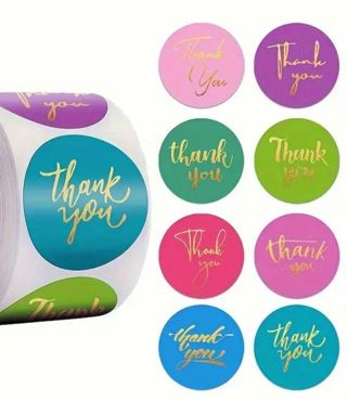 ↗️⭕SPECIAL⭕(40) 1" GOLD FOIL 'Thank You' STICKERS!!⭕