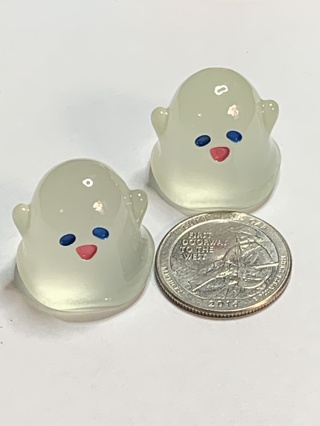 GHOSTS~#1~CREAM~SET OF 2 GHOSTS~GLOW IN THE DARK~FREE SHIPPING!