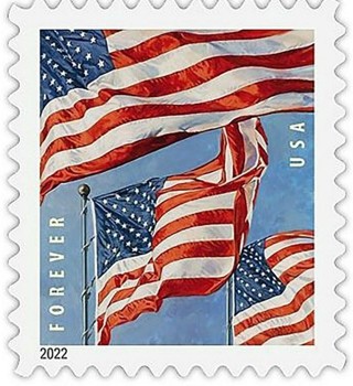 22 Forever Stamps Flag Design, UV Tested,1st Class Book of 20, PLUS 2 FREE  Flag Forever Stamps.