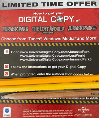 Jurassic Park 3 Digital HD Movie Code