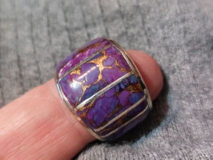 Sterling silver purple turquoise ring size 8