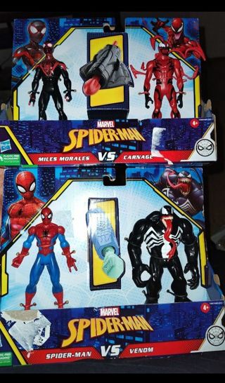 4 Marvel Spider-Man Figures Set Miles, Spider-Man,Venom and Carnage (NEW)