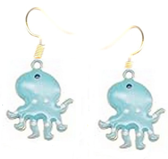 GP ENAMEL AQUA OCTOPUS EARRINGS (PLEASE READ DESCRIPTION